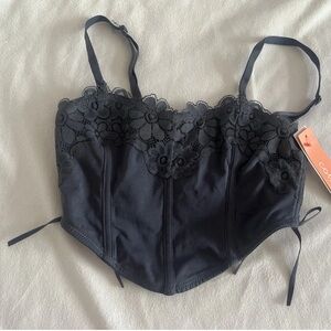 Colsie Women’s Size Small Lace Up Crochet Corset Bra Steel Gray